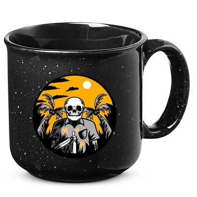 Hawaiian Tropical Skull Skelton Scary Knife 15oz Campfire Ceramic Mug