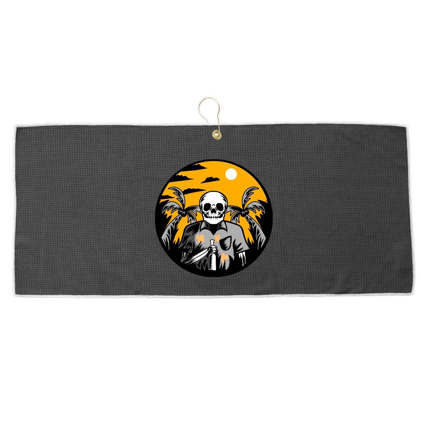 Hawaiian Tropical Skull Skelton Scary Knife Large Microfiber Waffle Golf Towel