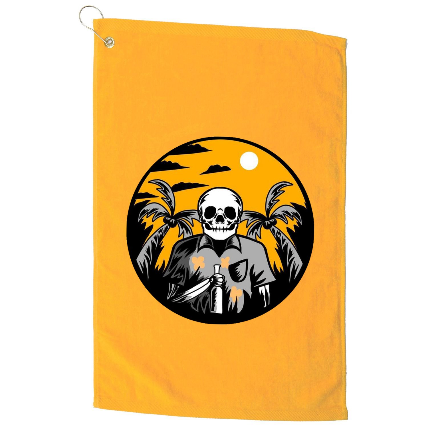 Hawaiian Tropical Skull Skelton Scary Knife Golf Towel