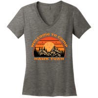 Hawk Tuah Spit On That Thing Retro Welcome To Camp Gift Women's V-Neck T-Shirt