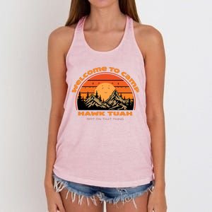 Hawk Tuah Spit On That Thing Retro Welcome To Camp Gift Women's Knotted Racerback Tank