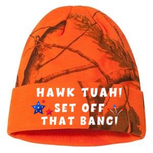 Hawk Tuah Set Off That Bang Funny Viral Video Girl July 4th Kati Licensed 12" Camo Beanie