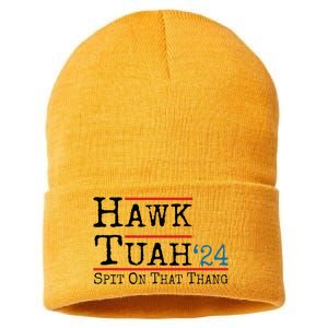 Hawk Tuah Spit On That Thing Presidential Candidate Parody Sustainable Knit Beanie