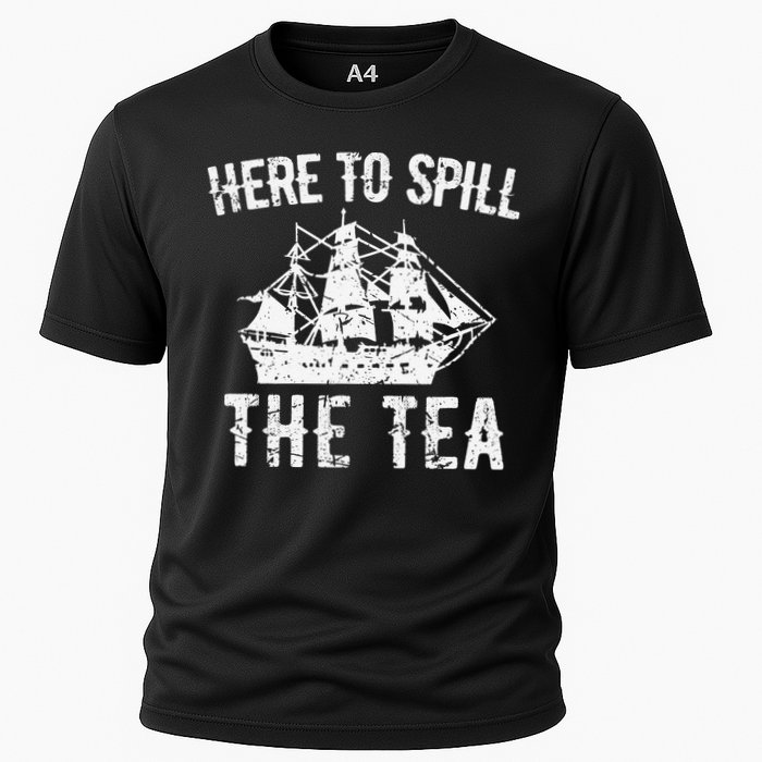 Here To Spill The Tea 4th of July US Patriotic Pride Cooling Performance Crew T-Shirt