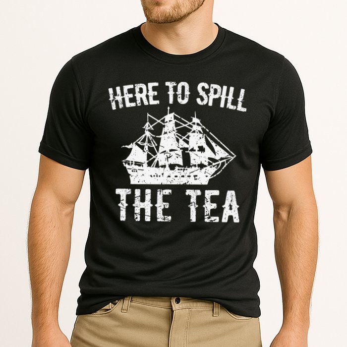 Here To Spill The Tea 4th of July US Patriotic Pride Cooling Performance Crew T-Shirt