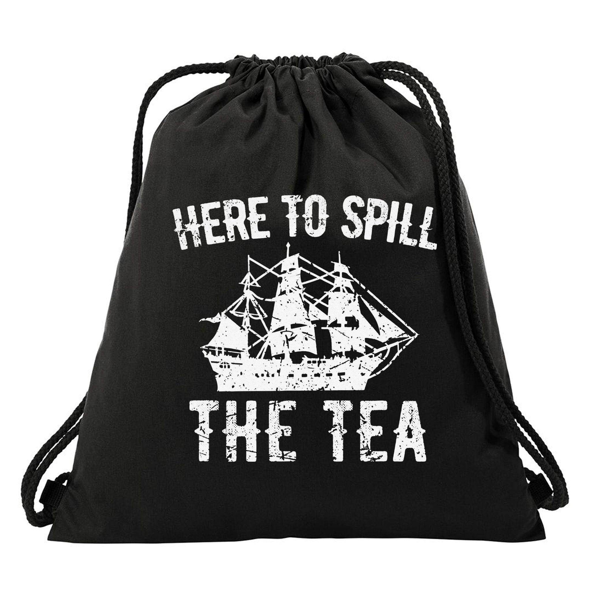 Here To Spill The Tea 4th of July US Patriotic Pride Drawstring Bag