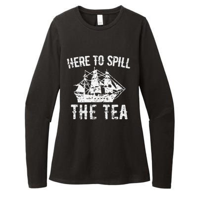 Here To Spill The Tea 4th of July US Patriotic Pride Womens CVC Long Sleeve Shirt