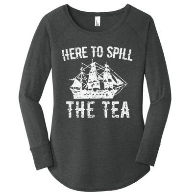 Here To Spill The Tea 4th of July US Patriotic Pride Women's Perfect Tri Tunic Long Sleeve Shirt