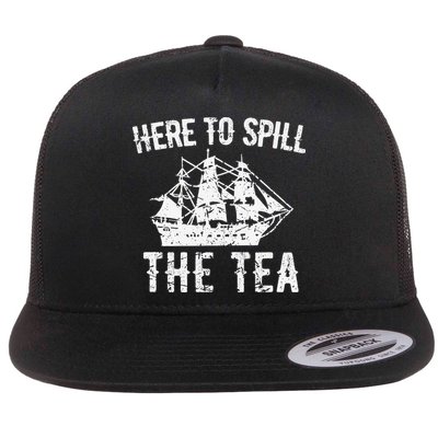Here To Spill The Tea 4th of July US Patriotic Pride Flatbill Hat