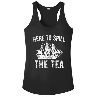 Here To Spill The Tea 4th of July US Patriotic Pride Ladies PosiCharge Competitor Racerback Tank