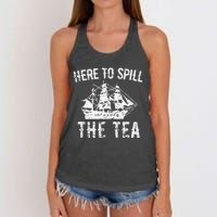 Here To Spill The Tea 4th of July US Patriotic Pride Women's Knotted Racerback Tank