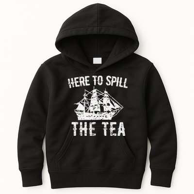 Here To Spill The Tea 4th of July US Patriotic Pride Kids Hoodie