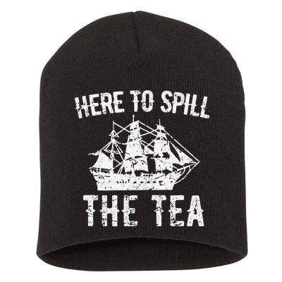 Here To Spill The Tea 4th of July US Patriotic Pride Short Acrylic Beanie