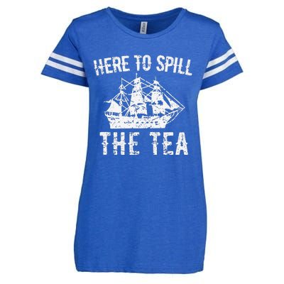 Here To Spill The Tea 4th of July US Patriotic Pride Enza Ladies Jersey Football T-Shirt