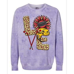 Hockey T Shirts Love Leopard Sunflower Graphic Plus Size Colorblast Crewneck Sweatshirt