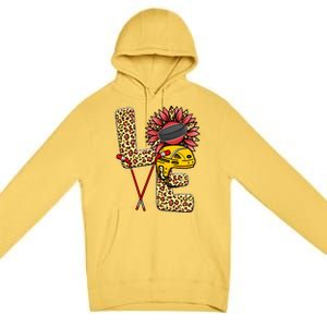 Hockey T Shirts Love Leopard Sunflower Graphic Plus Size Premium Pullover Hoodie