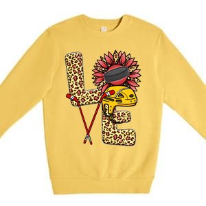 Hockey T Shirts Love Leopard Sunflower Graphic Plus Size Premium Crewneck Sweatshirt