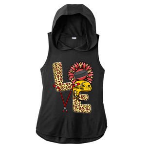 Hockey T Shirts Love Leopard Sunflower Graphic Plus Size Ladies PosiCharge Tri-Blend Wicking Draft Hoodie Tank