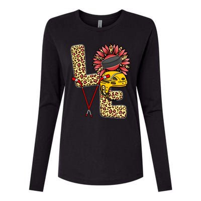 Hockey T Shirts Love Leopard Sunflower Graphic Plus Size Womens Cotton Relaxed Long Sleeve T-Shirt