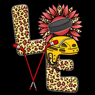 Hockey T Shirts Love Leopard Sunflower Graphic Plus Size T-Shirt