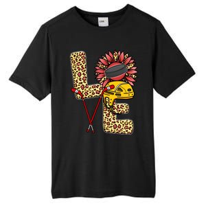 Hockey T Shirts Love Leopard Sunflower Graphic Plus Size Tall Fusion ChromaSoft Performance T-Shirt