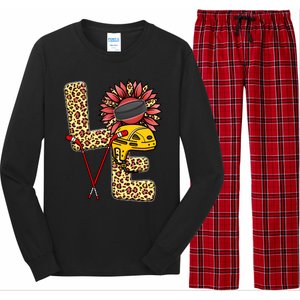 Hockey T Shirts Love Leopard Sunflower Graphic Plus Size Long Sleeve Pajama Set