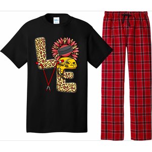 Hockey T Shirts Love Leopard Sunflower Graphic Plus Size Pajama Set