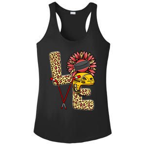 Hockey T Shirts Love Leopard Sunflower Graphic Plus Size Ladies PosiCharge Competitor Racerback Tank