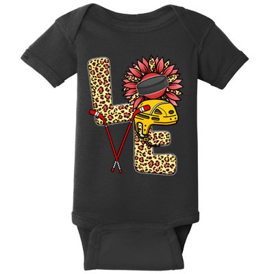 Hockey T Shirts Love Leopard Sunflower Graphic Plus Size Baby Bodysuit