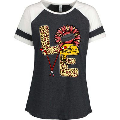 Hockey T Shirts Love Leopard Sunflower Graphic Plus Size Enza Ladies Jersey Colorblock Tee