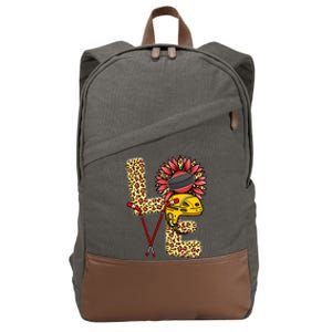 Hockey T Shirts Love Leopard Sunflower Graphic Plus Size Cotton Canvas Backpack