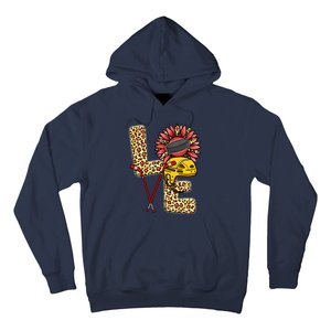 Hockey T Shirts Love Leopard Sunflower Graphic Plus Size Hoodie