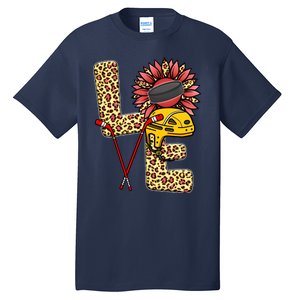 Hockey T Shirts Love Leopard Sunflower Graphic Plus Size Tall T-Shirt