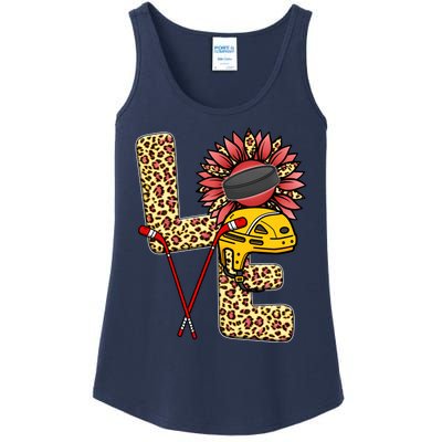 Hockey T Shirts Love Leopard Sunflower Graphic Plus Size Ladies Essential Tank