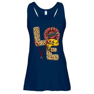 Hockey T Shirts Love Leopard Sunflower Graphic Plus Size Ladies Essential Flowy Tank