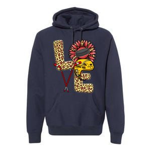 Hockey T Shirts Love Leopard Sunflower Graphic Plus Size Premium Hoodie