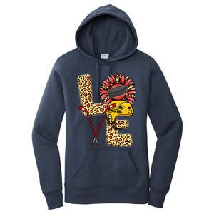 Hockey T Shirts Love Leopard Sunflower Graphic Plus Size Women's Pullover Hoodie