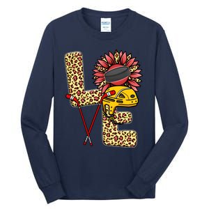 Hockey T Shirts Love Leopard Sunflower Graphic Plus Size Tall Long Sleeve T-Shirt