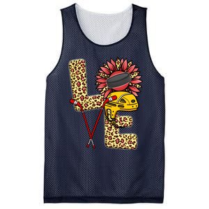 Hockey T Shirts Love Leopard Sunflower Graphic Plus Size Mesh Reversible Basketball Jersey Tank