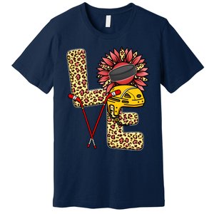 Hockey T Shirts Love Leopard Sunflower Graphic Plus Size Premium T-Shirt