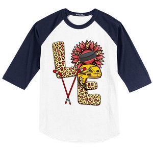 Hockey T Shirts Love Leopard Sunflower Graphic Plus Size Baseball Sleeve Shirt