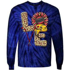 Hockey T Shirts Love Leopard Sunflower Graphic Plus Size Tie-Dye Long Sleeve Shirt