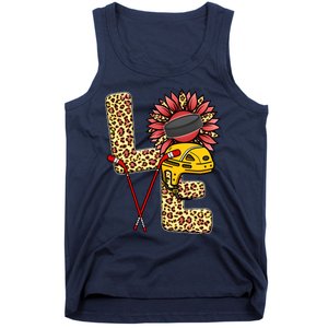 Hockey T Shirts Love Leopard Sunflower Graphic Plus Size Tank Top