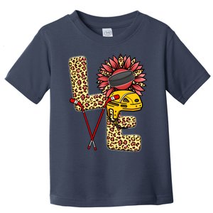 Hockey T Shirts Love Leopard Sunflower Graphic Plus Size Toddler T-Shirt