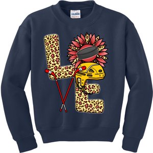 Hockey T Shirts Love Leopard Sunflower Graphic Plus Size Kids Sweatshirt