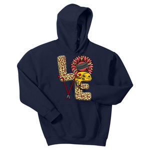 Hockey T Shirts Love Leopard Sunflower Graphic Plus Size Kids Hoodie