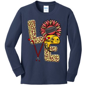 Hockey T Shirts Love Leopard Sunflower Graphic Plus Size Kids Long Sleeve Shirt