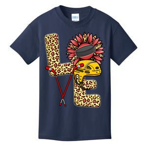 Hockey T Shirts Love Leopard Sunflower Graphic Plus Size Kids T-Shirt