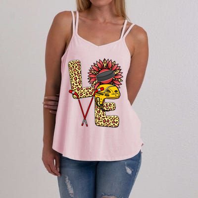 Hockey T Shirts Love Leopard Sunflower Graphic Plus Size Women's Strappy Tank