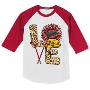 Hockey T Shirts Love Leopard Sunflower Graphic Plus Size Kids Colorblock Raglan Jersey